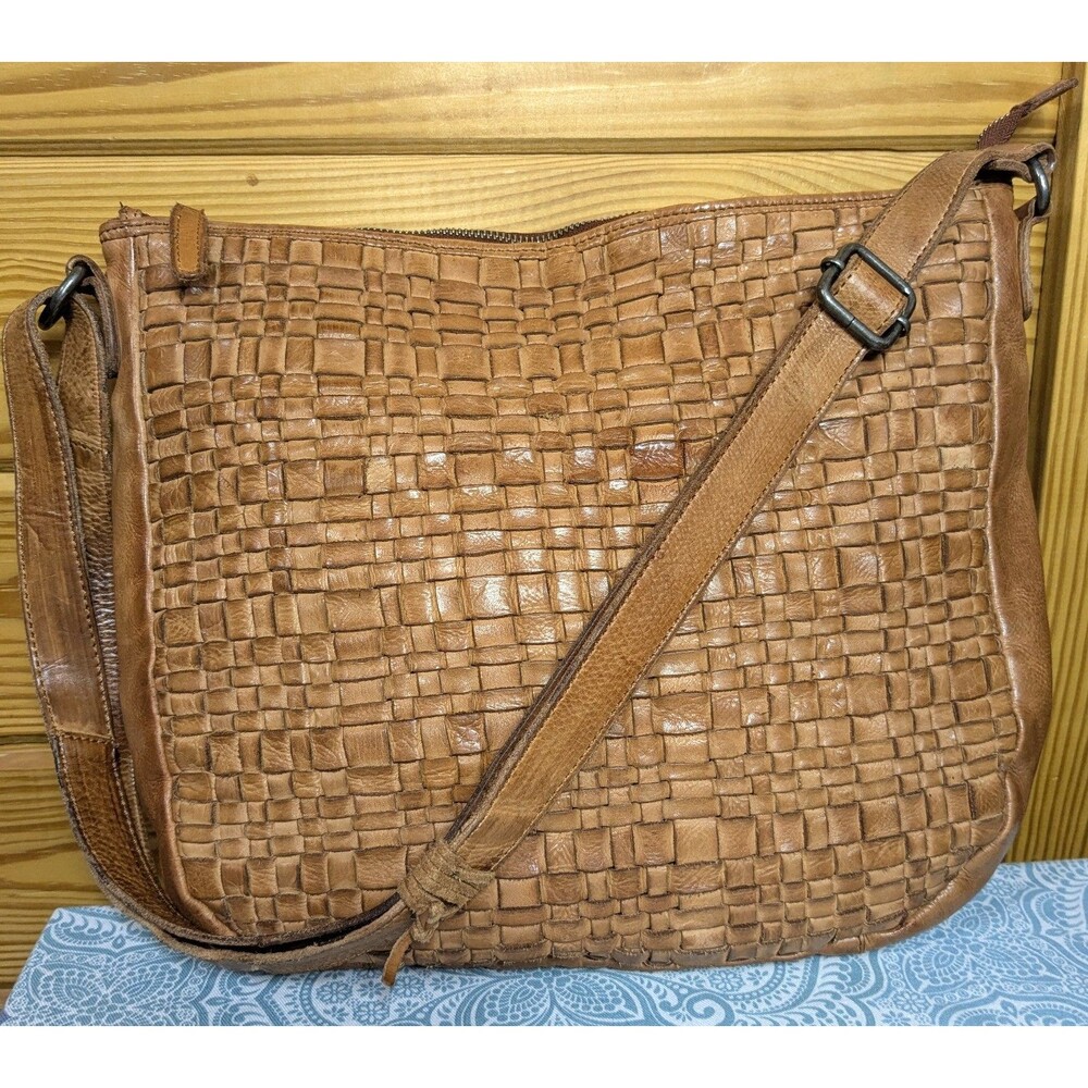 Vilenca Holland Crossbody Woven Brown Leather Purse Shoulder Bag Adjustable